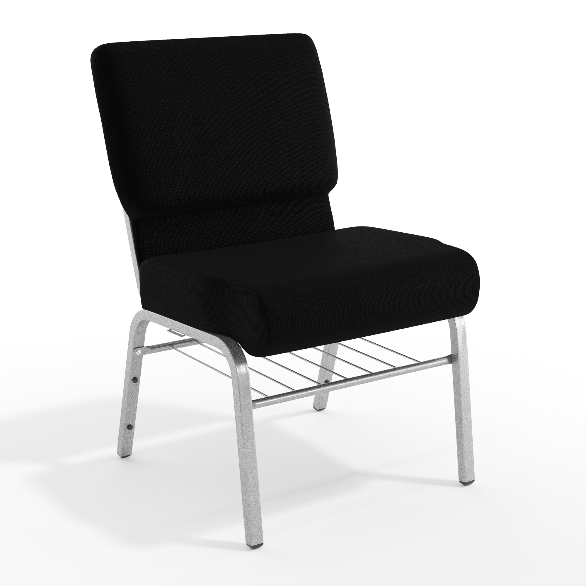 Flash Furniture Fabric Church Chair with Book Pouch and Rack, Black w/Silver Vein Frame, 800-Lb. Capacity, Model# XUCH0221BKSVB